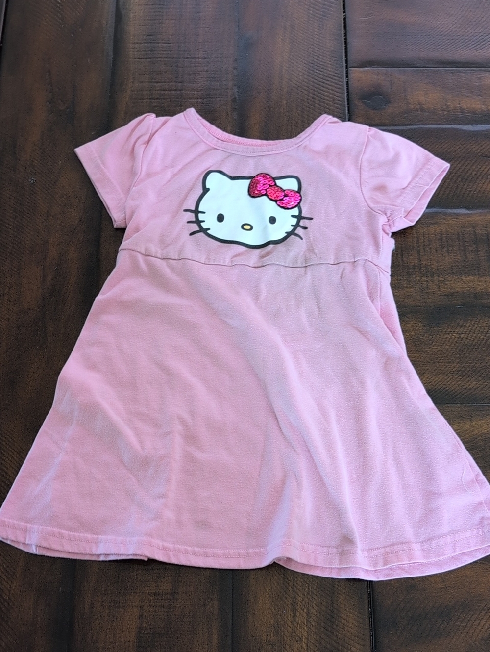 Hello Kitty Light Pink Short-Sleeve A-Line Dress with Sequin Bow Size 4T